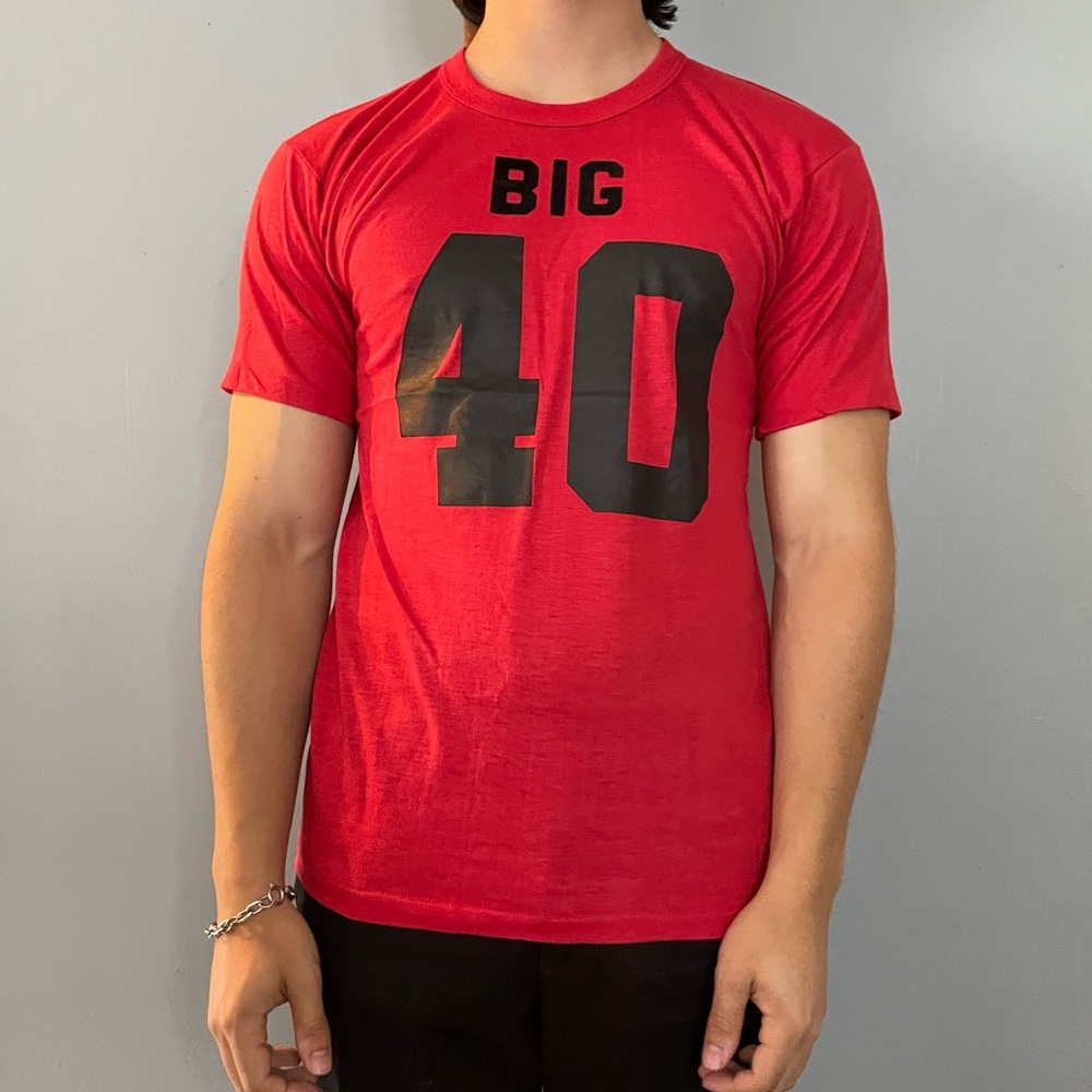 vintage 70s "big 40" paper thin single stitch football tee